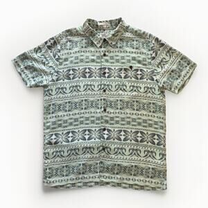 Quiksilver Waterman Collection Tailored Fit Hawaiian Shirt Men Large Sage Green